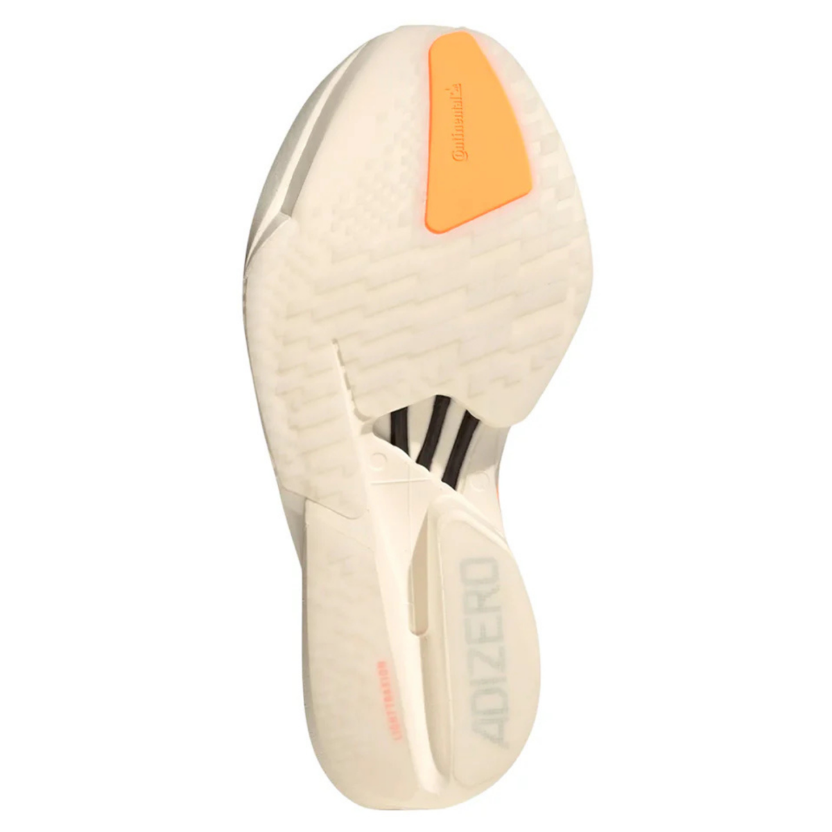 Adizero Adios Pro 4 Crystal Sand/Flash Orange/Flash Aqua - vista do solado