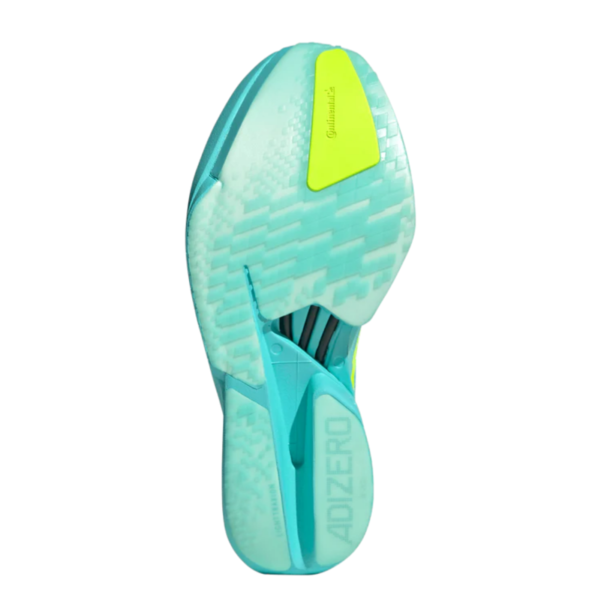 Adizero Adios Pro 4 Flash Aqua Lucid Lemon - detalhe do solado